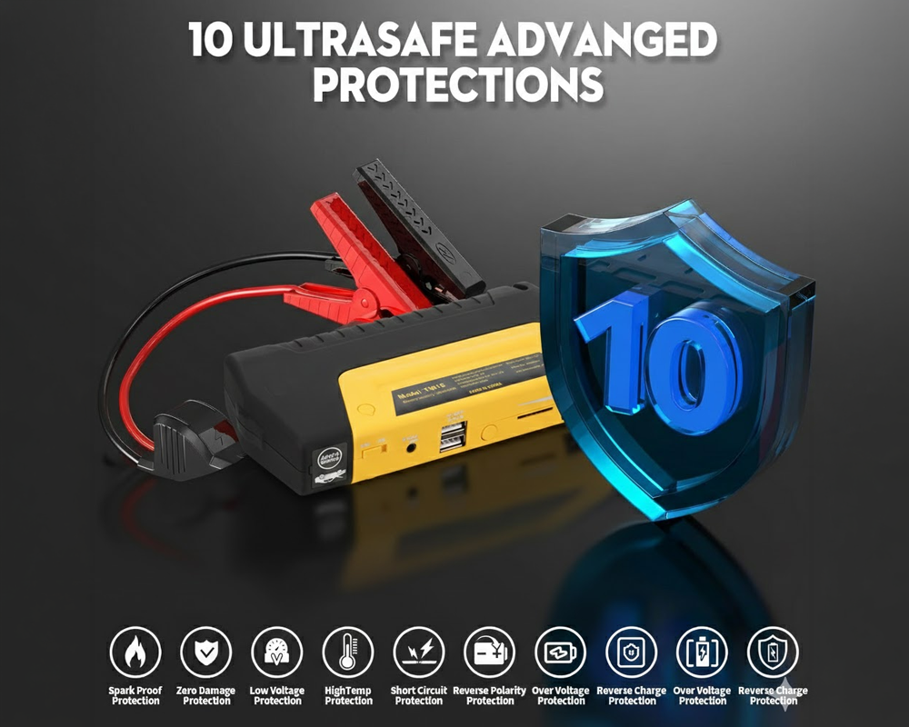 Jump starter with included USB charging cable