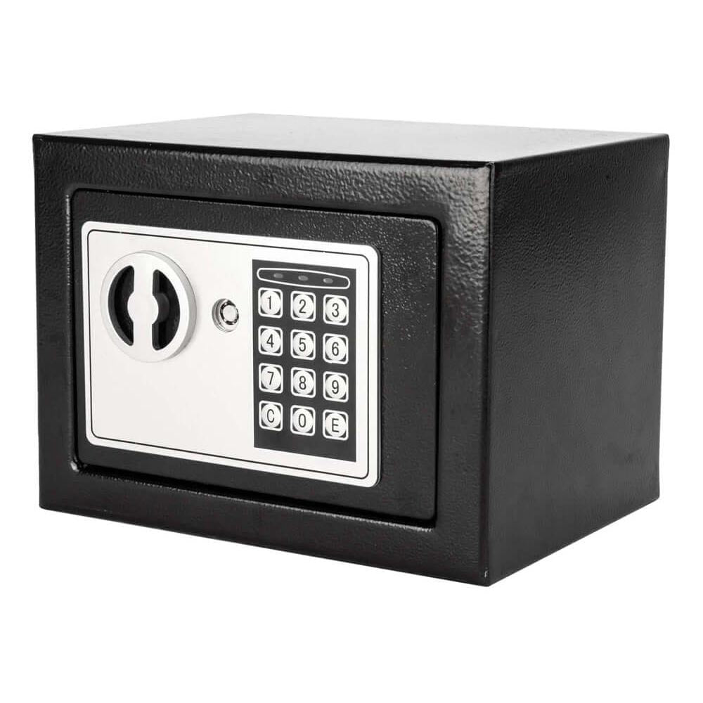 Digital safe box black with silver panel front view