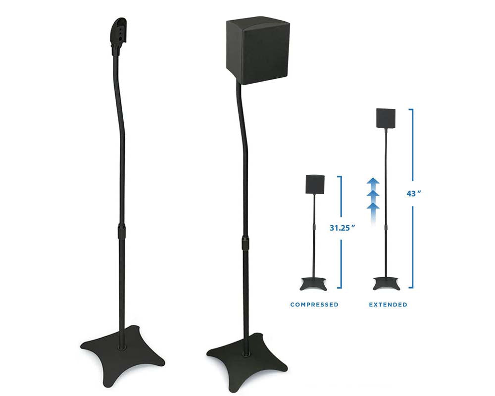 Speaker stands holding satellite speakers securely