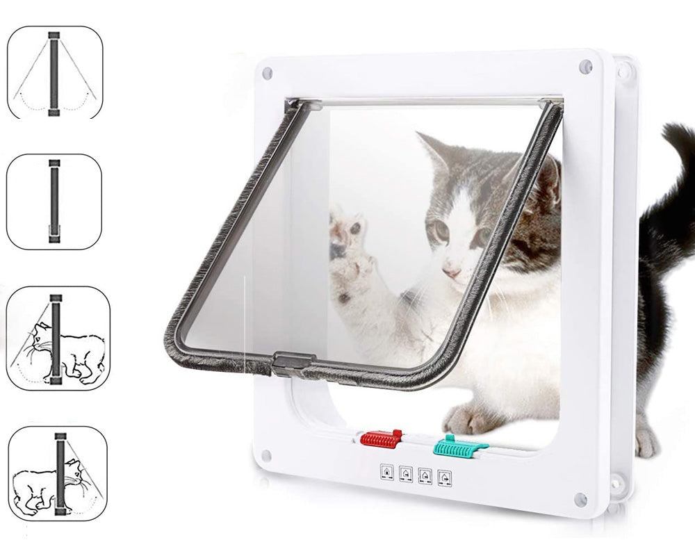 Cat door installed on steel security door