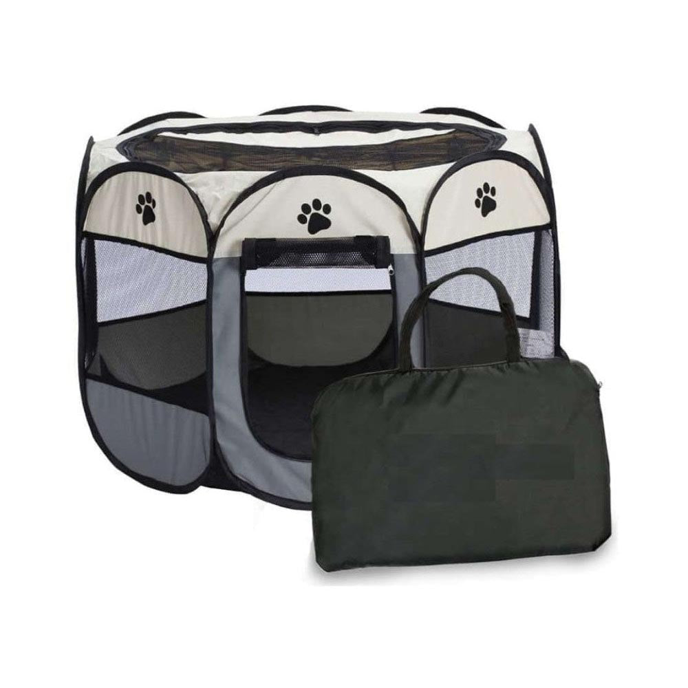 Pet playpen foldable dog tent with paw print design