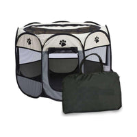 Thumbnail for Pet playpen foldable dog tent with paw print design