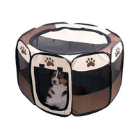 Thumbnail for Foldable pet playpen with paw print fabric