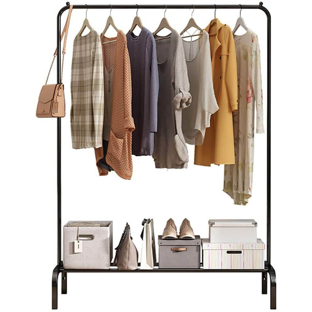 Cloth rack metal rail side angle