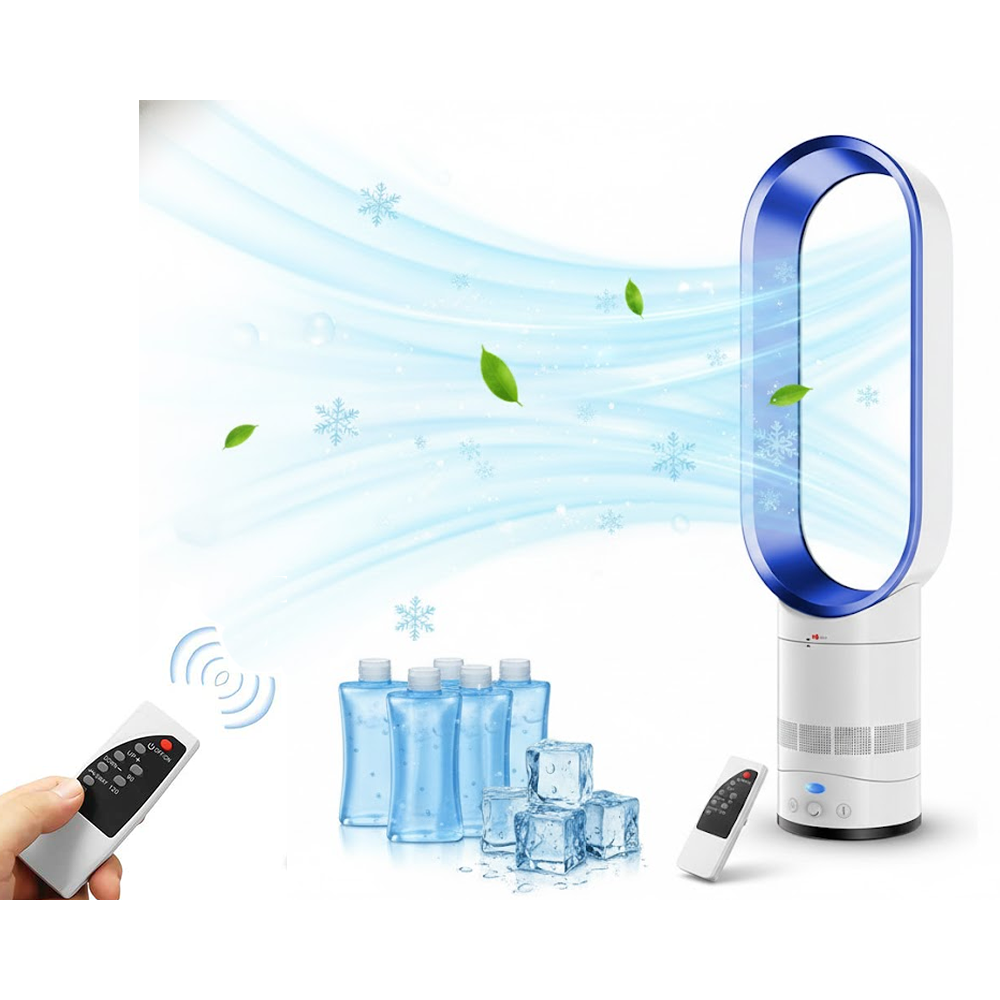 16 inch blue bladeless fan with remote