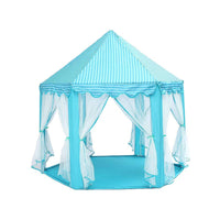 Thumbnail for Blue castle play tent setup in indoor playroom