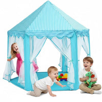 Thumbnail for Blue castle play tent setup in indoor playroom