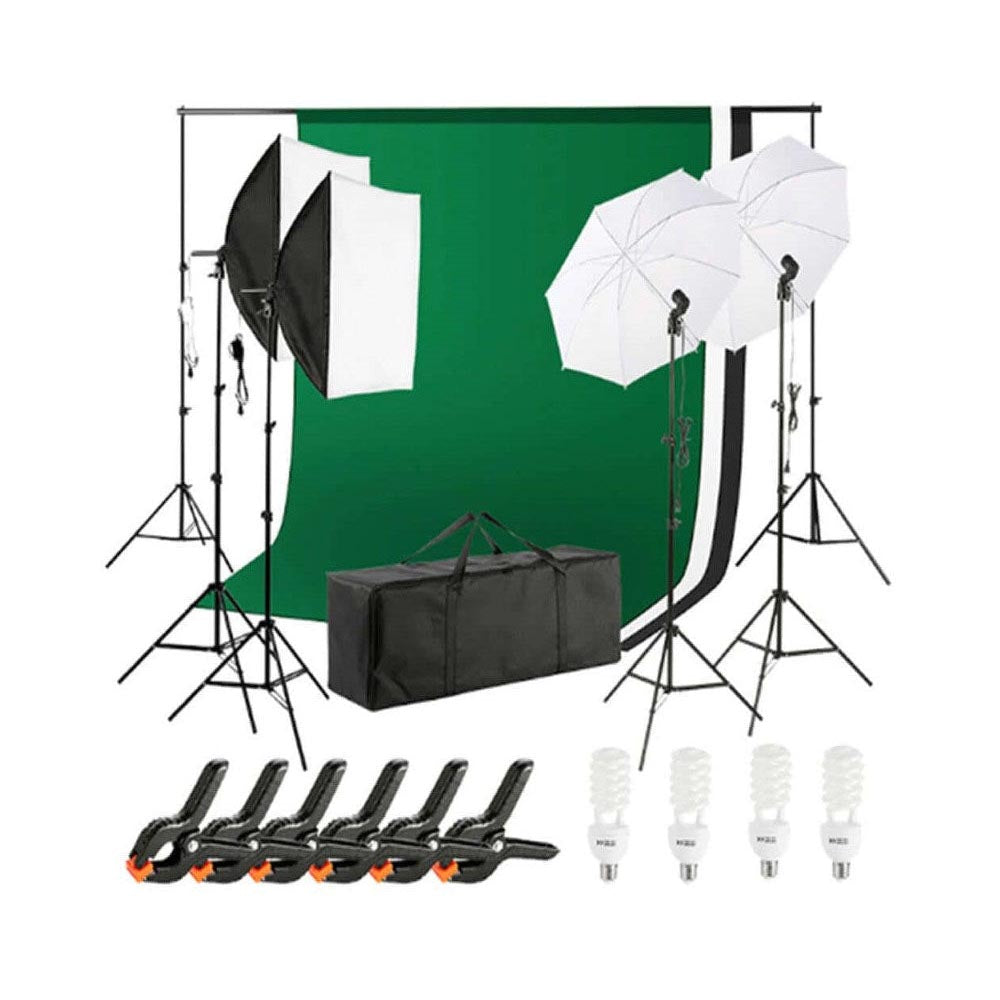 Studio set showing complete lighting and backdrop