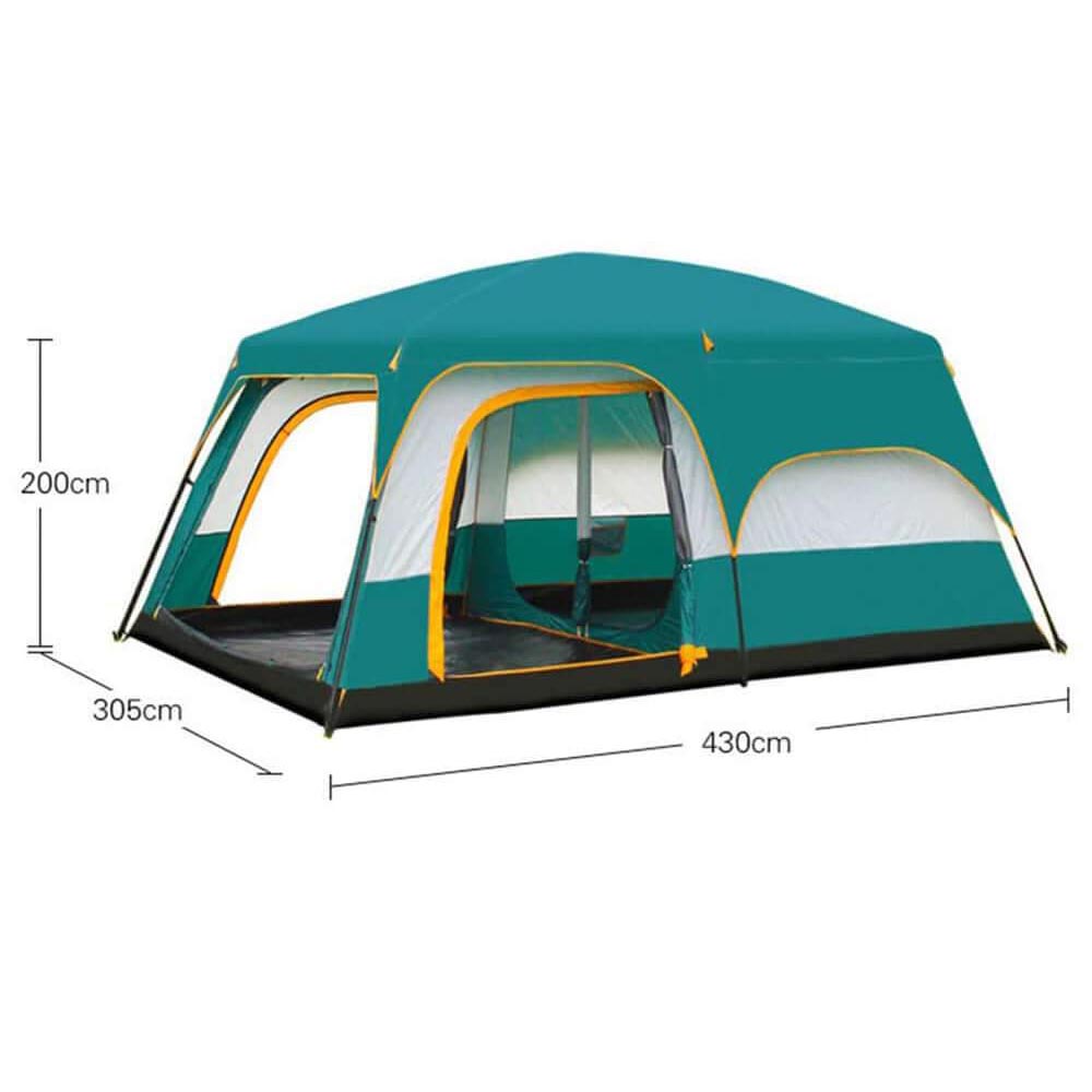 Camping tent side view showing door flap