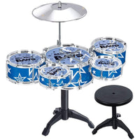 Thumbnail for Junior drum kit front view with blue drums and cymbal