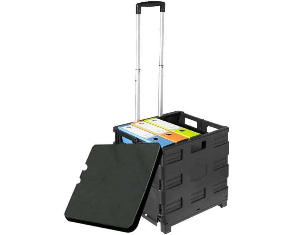 Foldable shopping trolley cart used as seat or stepstool