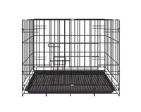 Thumbnail for Black metal dog crate with ABS plastic tray