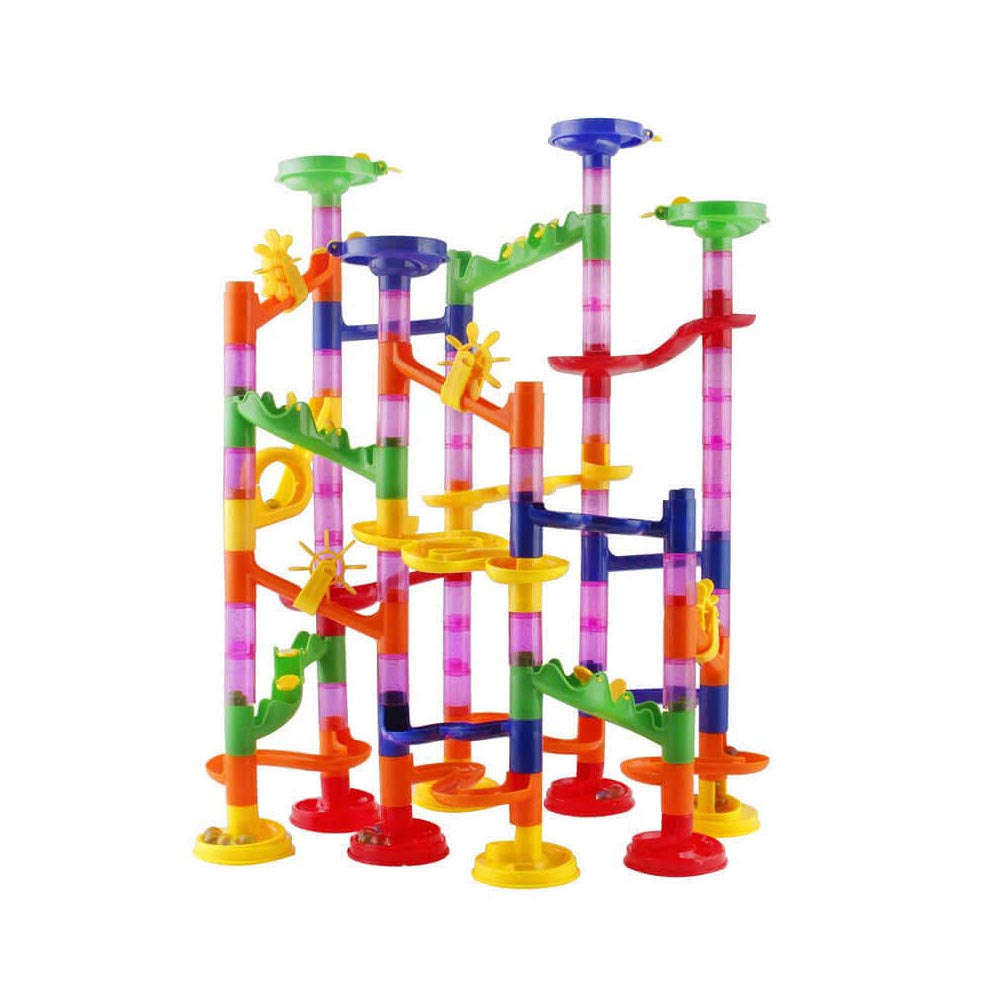 Brightly coloured track pieces for easy assembly