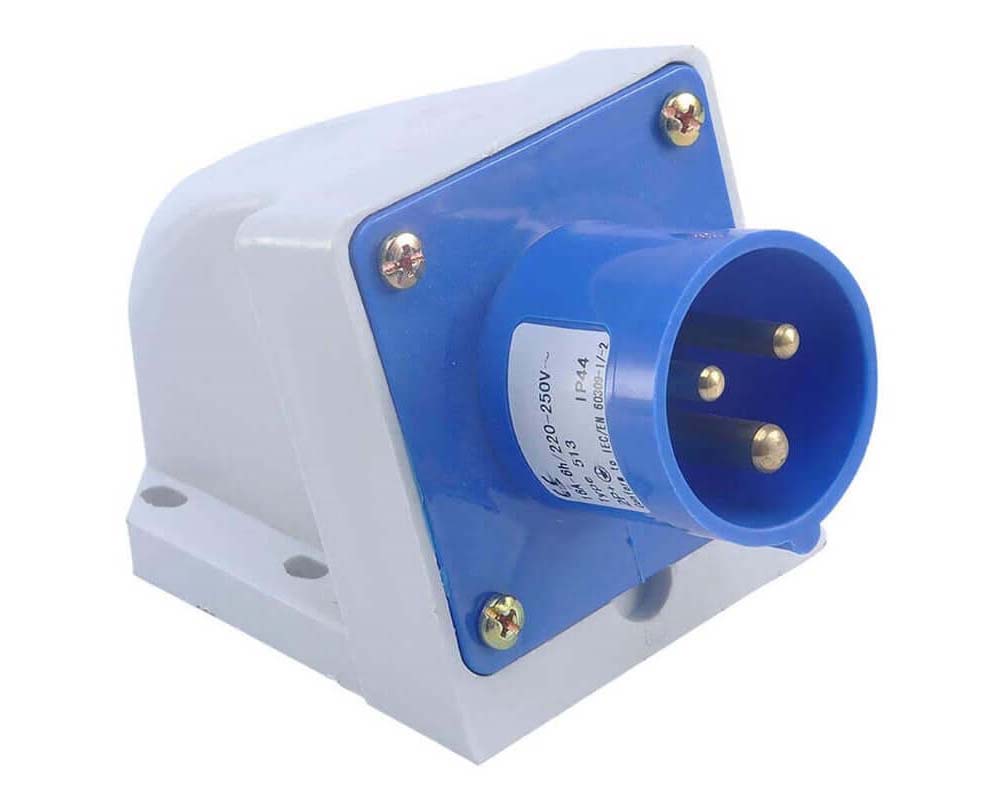 Blue polycarbonate caravan male inlet for outdoor use