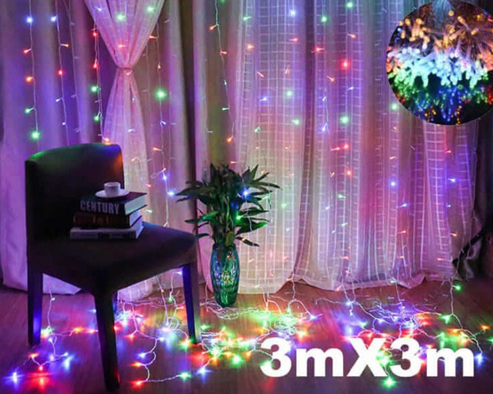 Curtain lights with transparent white cable