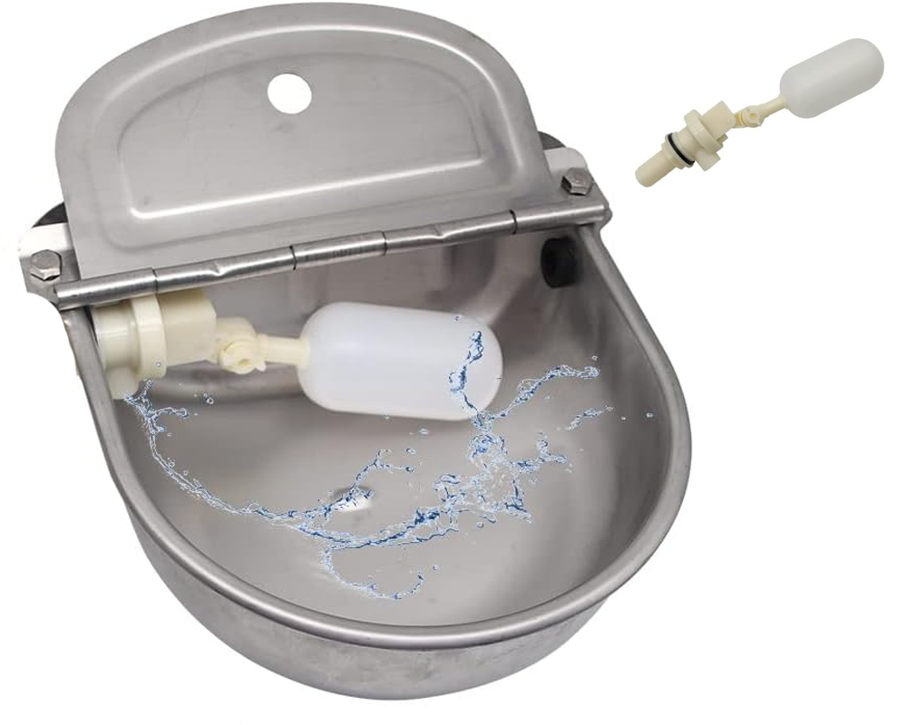 Float valve detail inside stainless steel water bowl