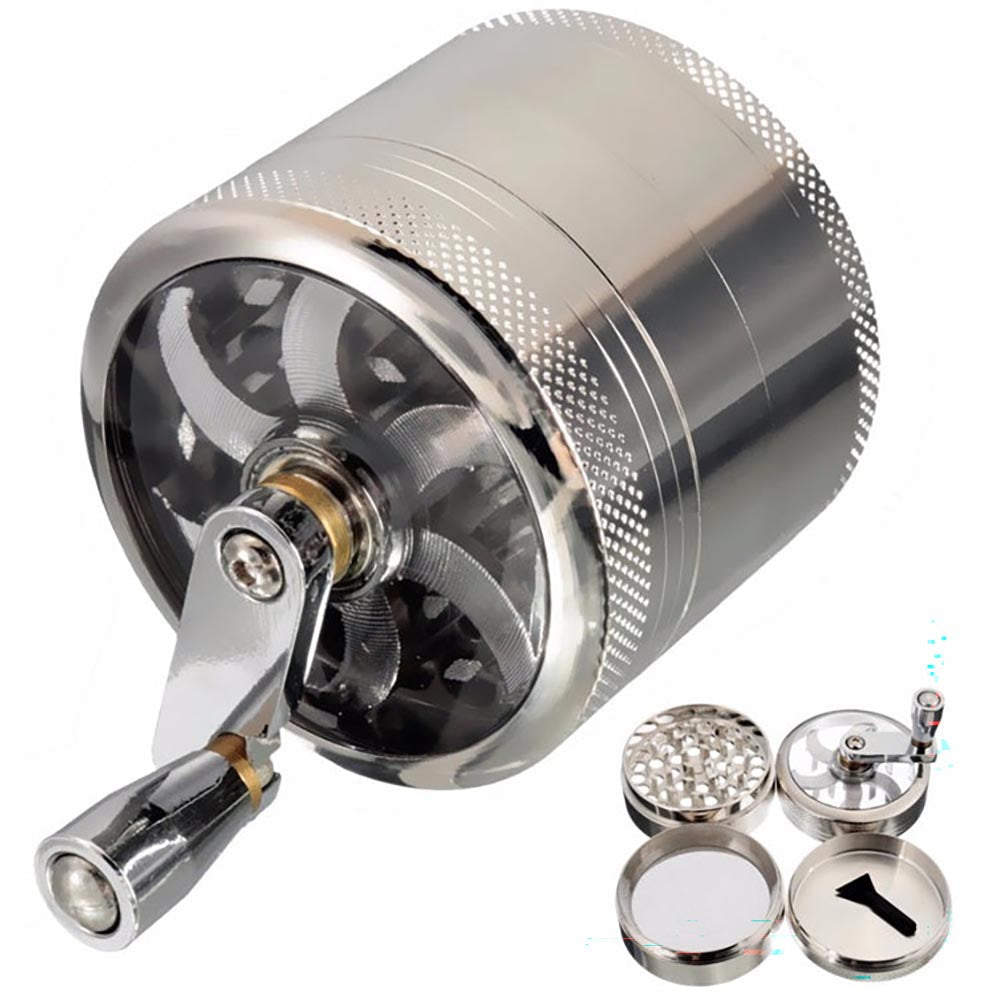 Herb grinder in use with herbs inside