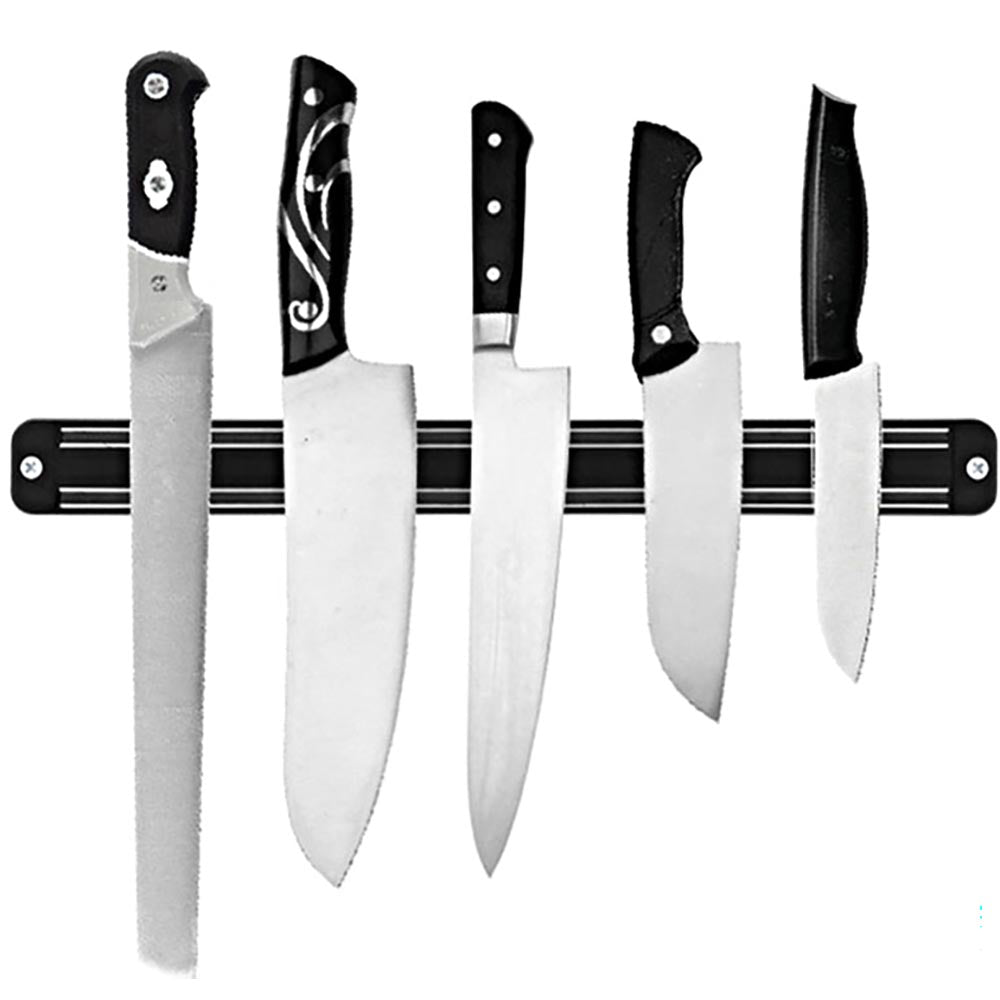 Magnetic knife holder showing screw installation points