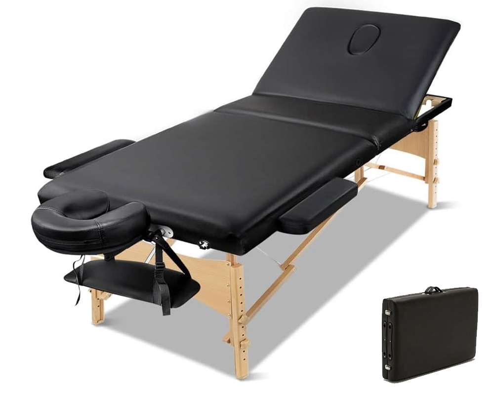 Massage table carrying handle and lightweight design