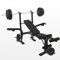 Thumbnail for 7-in-1 weight bench workout bench with black steel frame