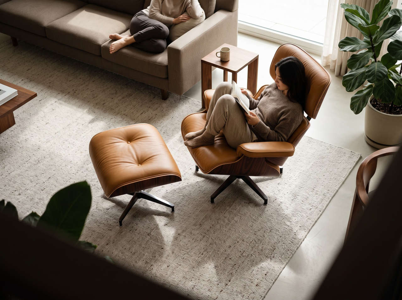 Replica Chair with Ottoman