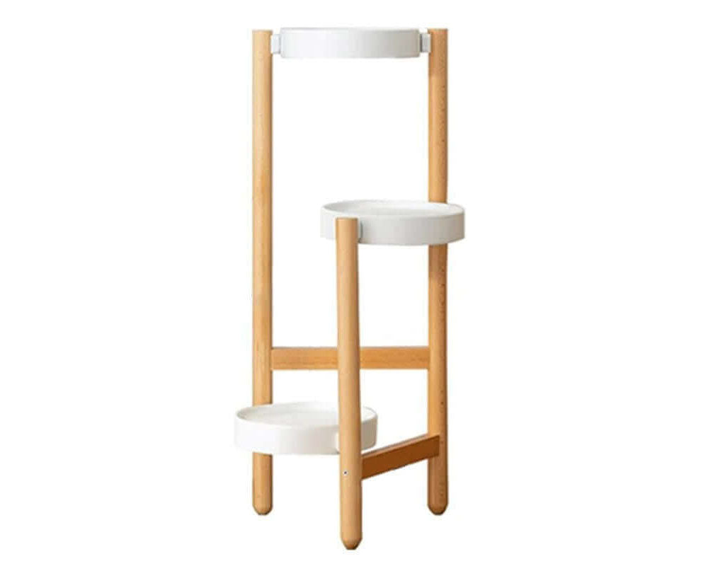 Top view of white shelves on plant stand
