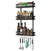 Thumbnail for Kitchen organiser storage shelf black wrought iron front view