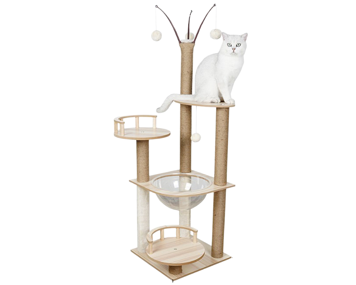 Multi-tier cat tree with scratching posts