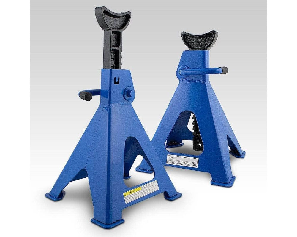 Axle stands with large top saddle for stability