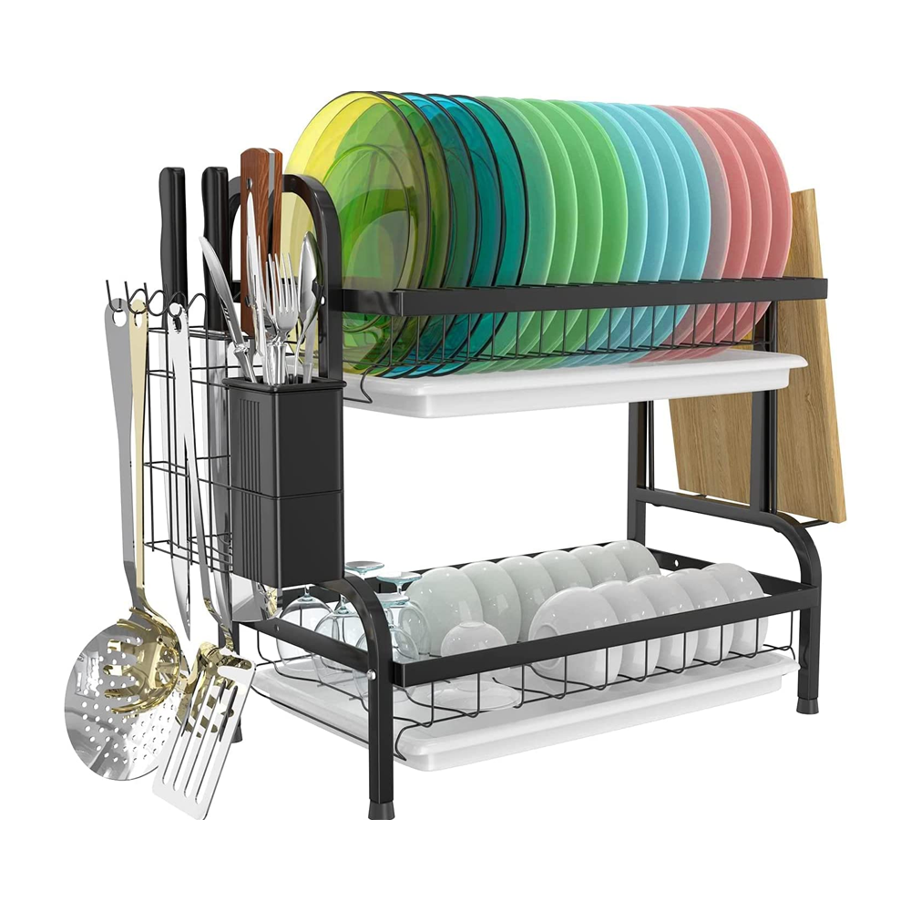 Large capacity dish rack saving countertop space