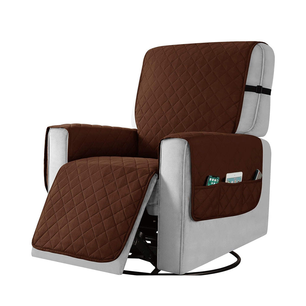 Chair cover with non-slip strap detail