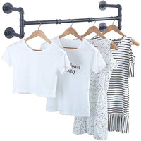 Thumbnail for Pipe wall mounted garment rack with 4 base supports