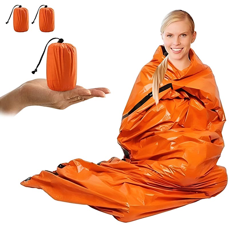 Emergency sleeping bag bright orange colour