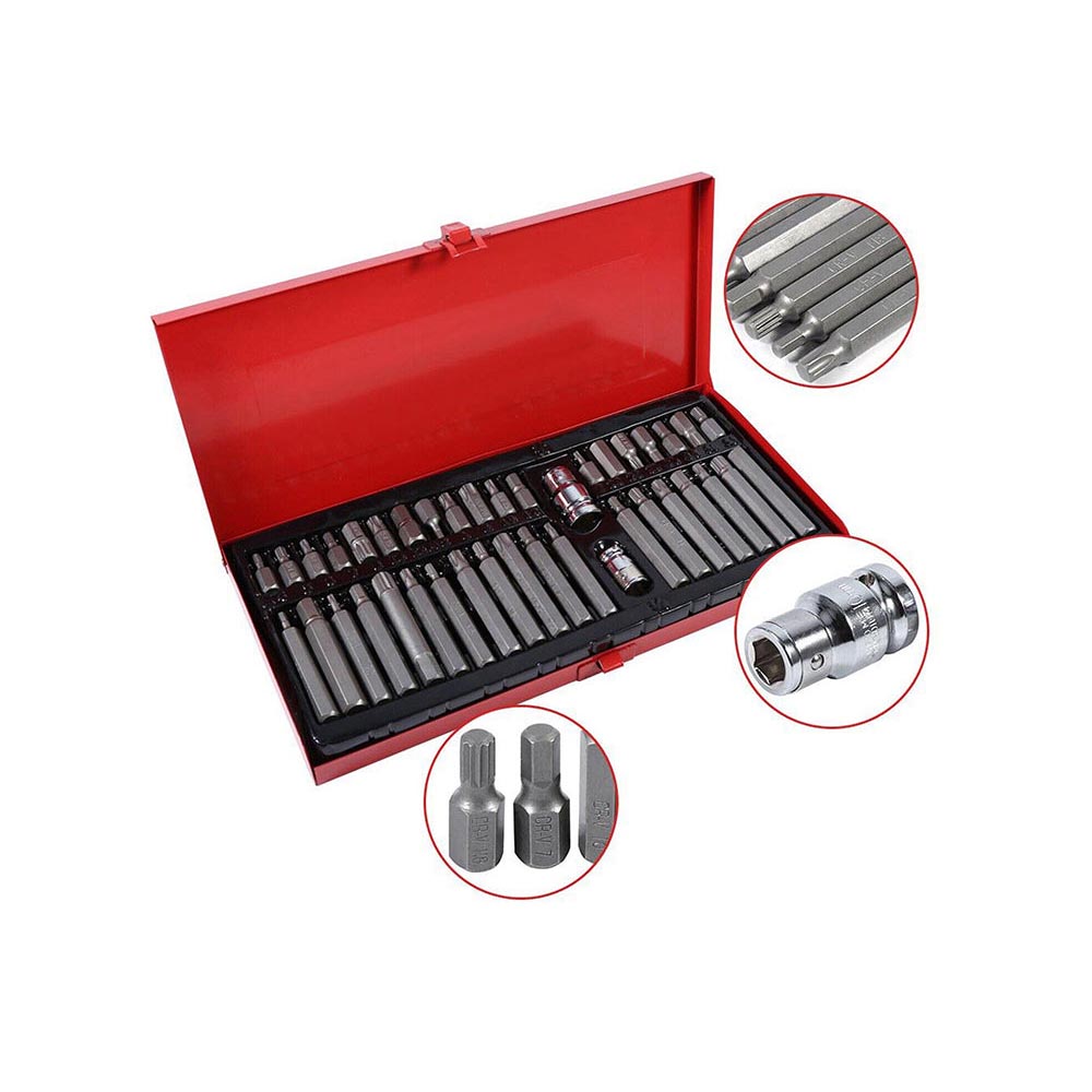 Torx star hex socket set red case