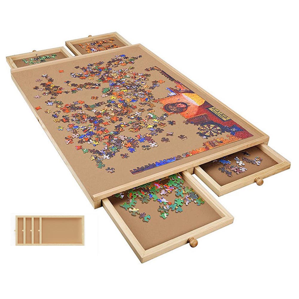 Puzzle table portable design for home or travel