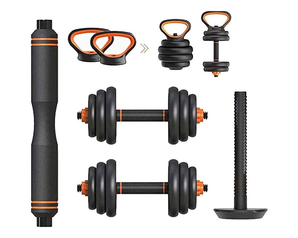 Complete 40kg dumbbells set laid out