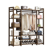Thumbnail for Freestanding bamboo clothes rail garment rack full view