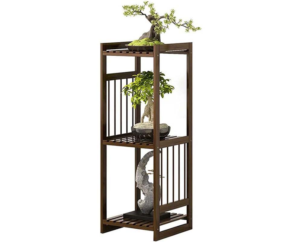 Bamboo plant stand with natural brown colour