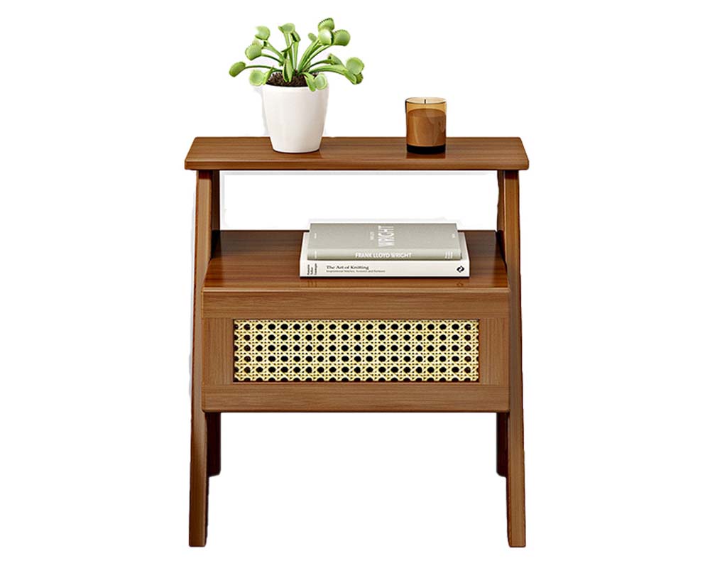 Bedside table polished smooth wood surface