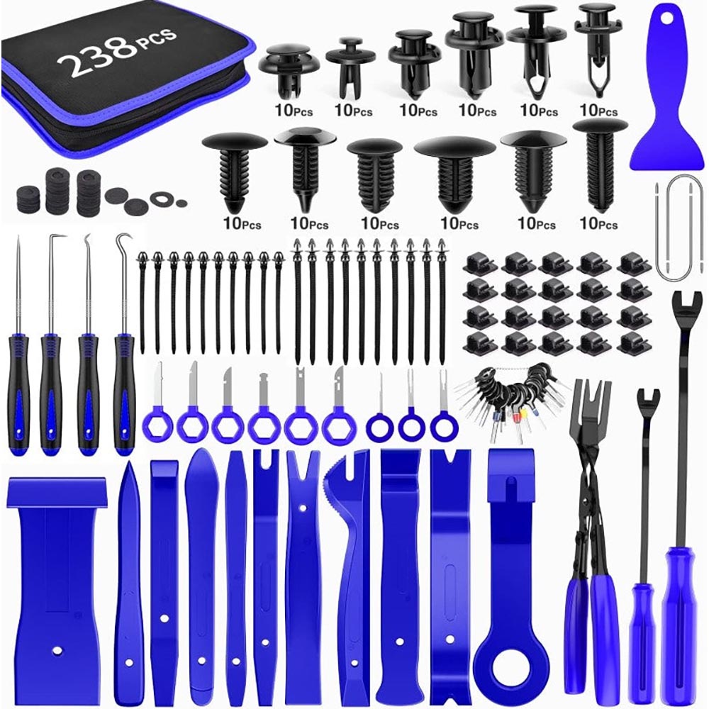 238 piece car trim removal tool kit in portable bag