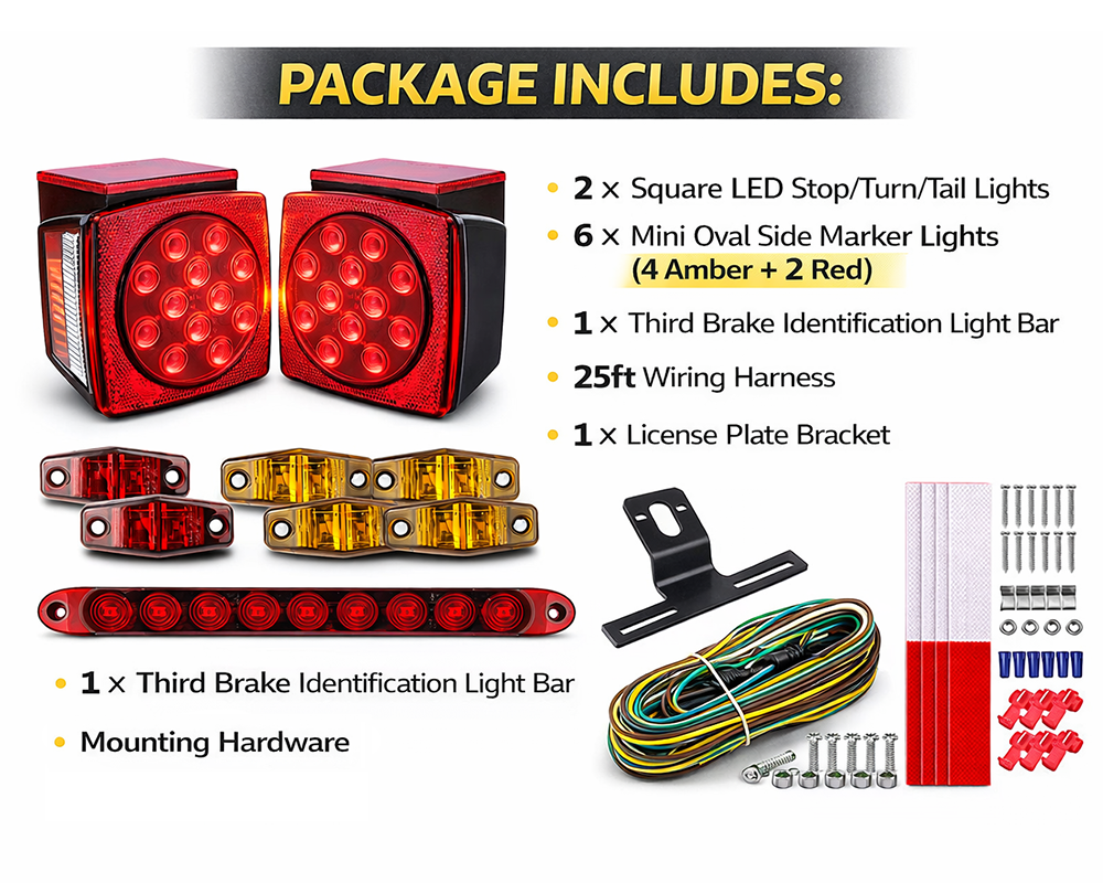 Trailer light kit installed on truck rear