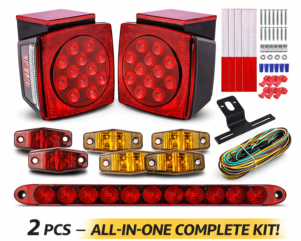 Trailer light kit with license plate bracket