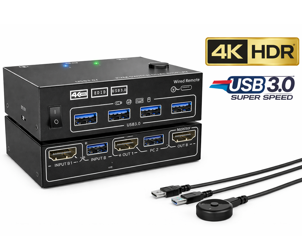 USB KVM Switch Splitter 4 Ports