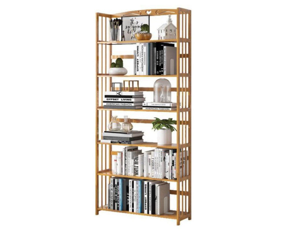 Espresso coloured bookshelf in living room