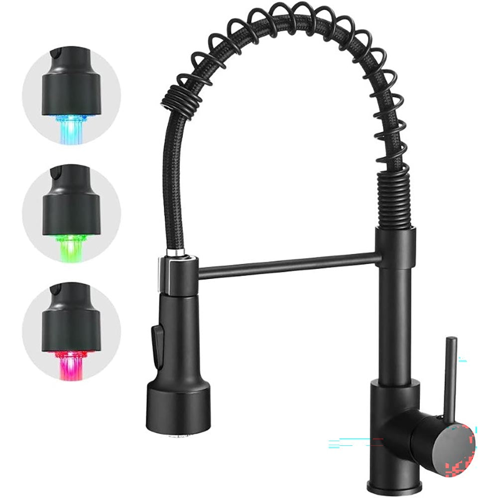 Top view of black kitchen faucet in kitchen sink