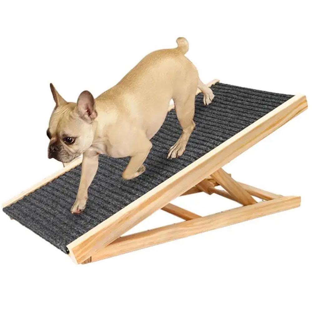 Dog ramp showing sturdy pine wood construction