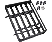Thumbnail for Universal roof rack basket side view showing black powder-coated aluminium