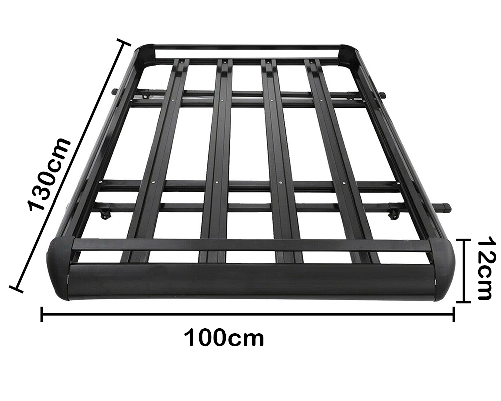 Close-up of aluminium frame and support bars on roof rack basket