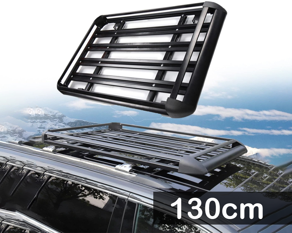 Bottom view of roof rack basket showing support bars and frame