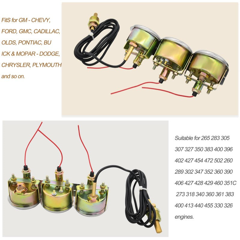 Oil Pressure Gauge Kit showing universal fit for classic cars